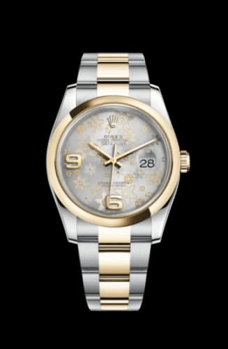 Rolex Datejust 36 Rolesor Yellow Domed / Oyster / Silver Floral