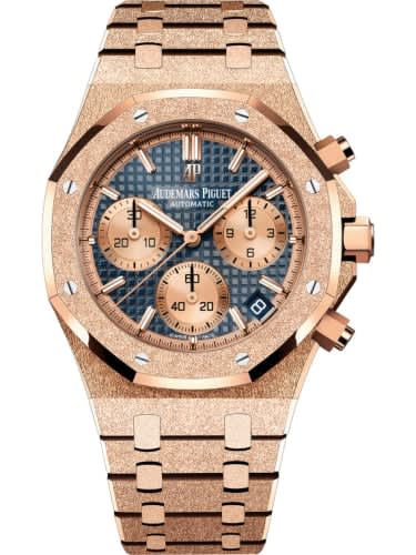 Audemars Piguet Royal Oak Chronograph 41 Frosted Pink Gold / Blue / Bracelet