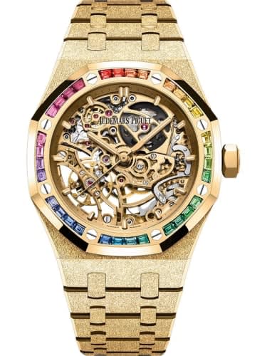 Audemars Piguet Royal Oak 37 Double Balance Wheel Openworked Frosted Yellow Gold / Rainbow