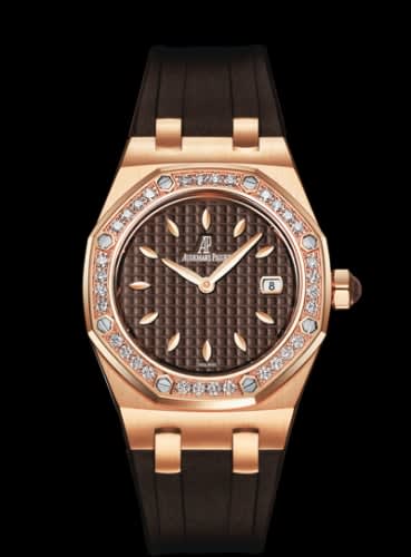Audemars Piguet Royal Oak Quartz 67621 Pink Gold / Diamond / Brown / Rubber