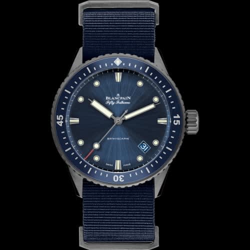 Blancpain Fifty Fathoms Bathyscaphe Ceramic / Blue / NATO