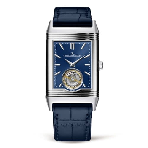 Jaeger-LeCoultre Reverso Tribute Tourbillon Platinum / Blue / Alligator