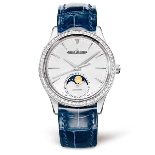Jaeger-LeCoultre Master Ultra Thin Moon 34 Stainless Steel / Diamond / Silver / Alligator