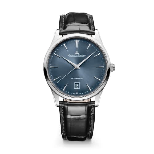 Jaeger-LeCoultre Master Ultra Thin Date Stainless Steel / Blue - Grey / Alligator