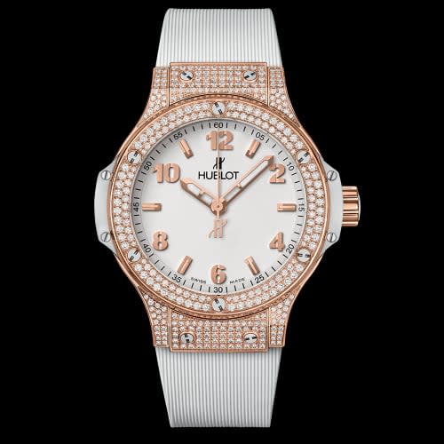 Hublot Big Bang 38 Quartz Red Gold - Pavé / White / Rubber