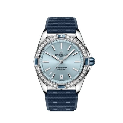 Breitling Super Chronomat 38 Stainless Steel / Ice Blue / Rubber Rouleaux
