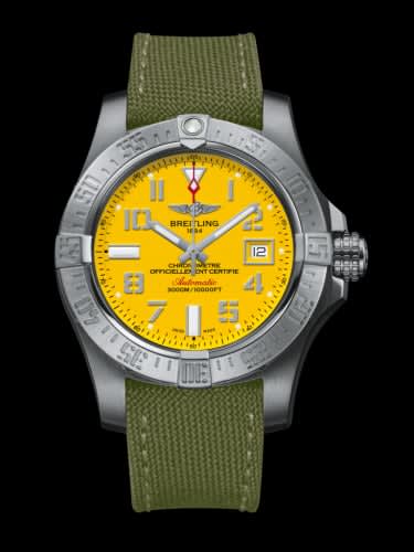 Breitling Avenger II Seawolf Stainless Steel / Cobra Yellow / Military / Pin