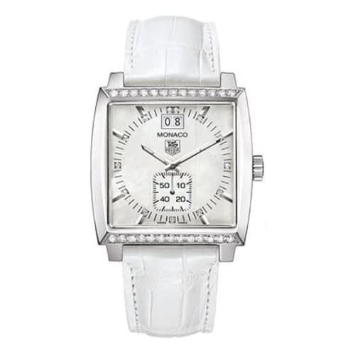 TAG Heuer Monaco Quartz Big Date Stainless Steel / Diamond / MOP / Alligator