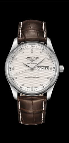 Longines Master Collection 40mm Annual Calendar Stainless Steel / Silver-Diamond / Alligator
