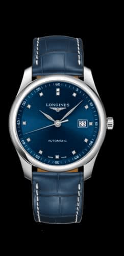 Longines Master Collection 40 Date Stainless Steel / Blue-Diamond / Alligator XL