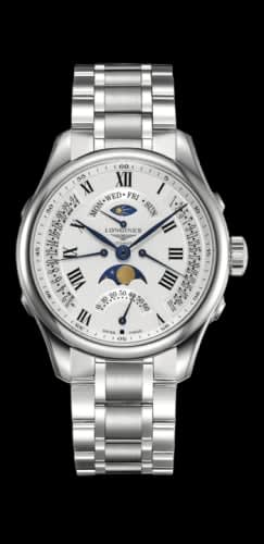 Longines Master Collection 41 Retrograde Moonphase Stainless Steel / Silver-Roman / Bracelet