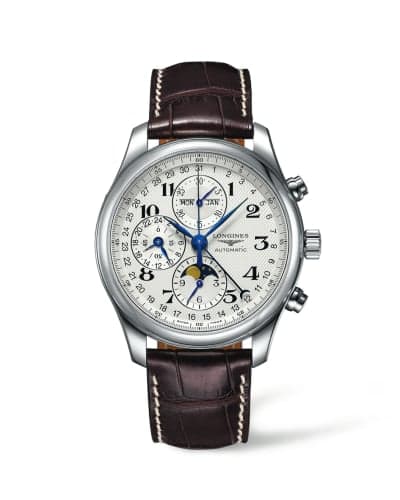 Longines Master Collection 42 Chronograph Calendar Stainless Steel / Silver-Arabic / Alligator