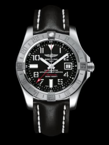 Breitling Avenger II GMT Stainless Steel / Volcano Black / Calf / Pin