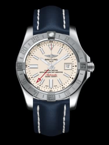 Breitling Avenger II GMT Stainless Steel / Stratus Silver / Calf / Folding