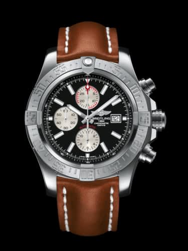 Breitling Super Avenger II Stainless Steel / Volcano Black / Calf / Folding