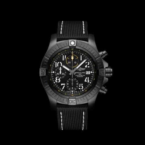 Breitling Avenger Chronograph 45 Night Mission / Black / Military / Pin
