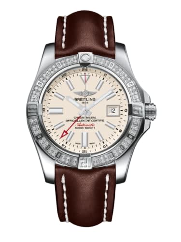 Breitling Avenger II GMT Stainless Steel / Diamond / Stratus Silver / Calf