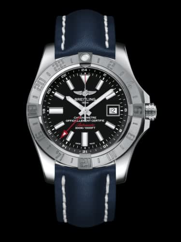 Breitling Avenger II GMT Stainless Steel / Volcano Black / Calf / Folding