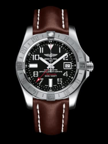Breitling Avenger II GMT Stainless Steel / Volcano Black / Calf / Folding