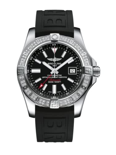 Breitling Avenger II GMT Stainless Steel / Diamond / Volcano Black / Rubber