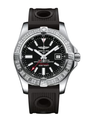 Breitling Avenger II GMT Stainless Steel / Diamond / Volcano Black / Rubber