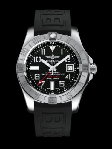 Breitling Avenger II GMT Stainless Steel / Volcano Black / Rubber / Folding