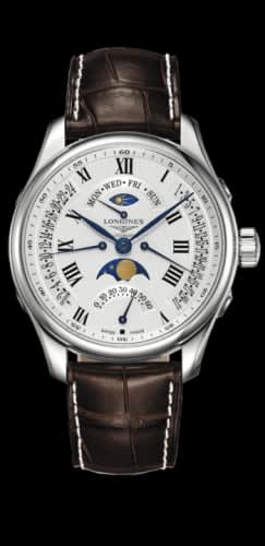 Longines Master Collection 44 Retrograde Moonphase Stainless Steel / Silver-Roman / Alligator XL