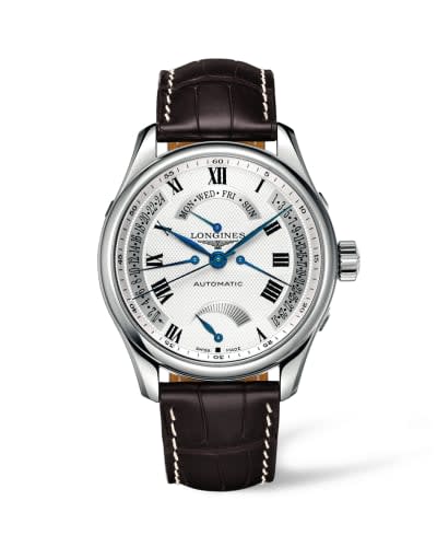 Longines Master Collection 44 Retrograde Power Reserve Stainless Steel / Silver-Roman / Alligator