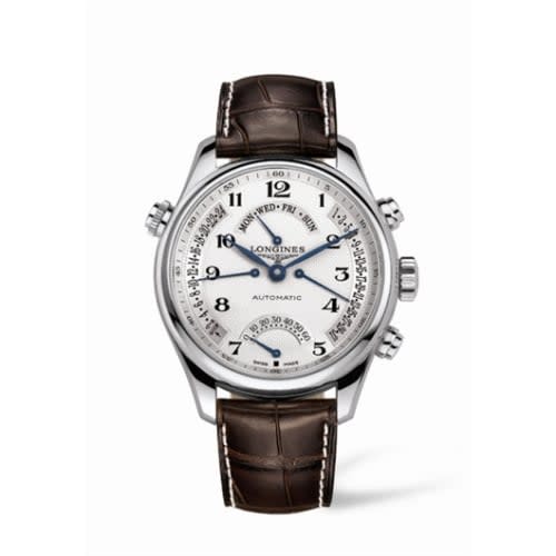 Longines Master Collection 44 Retrograde Stainless Steel / Silver-Arabic / Alligator XL