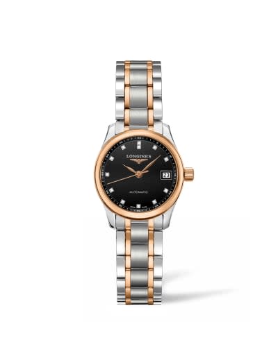 Longines Master Collection Date 25.5 Stainless Steel - Pink Gold / Black / Bracelet