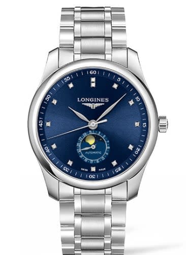 Longines Master Collection 40 Moonphase Stainless Steel / Blue-Diamond / Bracelet