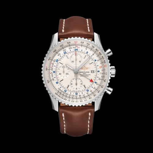 Breitling Navitimer World Stainless Steel / Silver / Calf / Pin