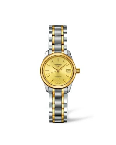 Longines Master Collection Date 25.5 Stainless Steel - Yellow Gold / Champagne / Bracelet