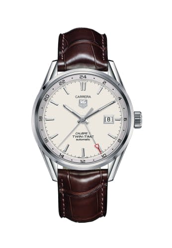 TAG Heuer Calibre 7 Twin Time Stainless Steel / Silver / Alligator