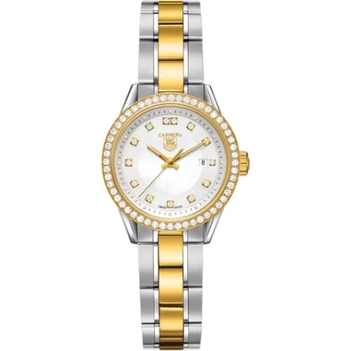 TAG Heuer Carrera Quartz 27 Stainless Steel / Yellow Gold / Diamond / MOP - Diamond / Bracelet