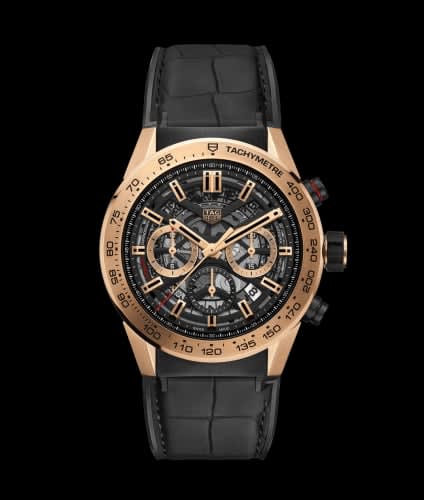 TAG Heuer Carrera Calibre Heuer 02 45 Rose Gold / Skeleton / Alligator