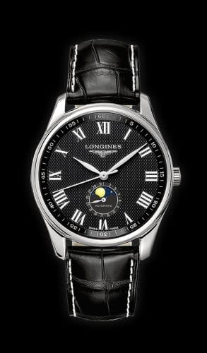 Longines Master Collection 42 Moonphase Stainless Steel / Black-Roman / Alligator