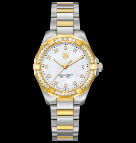 TAG Heuer Aquaracer 300M Quartz 32 Stainless Steel / Yellow Gold / Diamond / MOP - Diamond / Bracelet