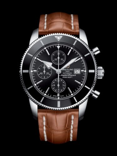 Breitling Superocean Heritage II 46 Chronograph Stainless Steel / Black / Black / Croco / Folding