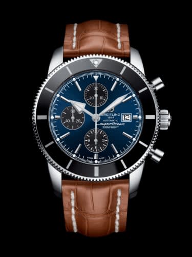 Breitling Superocean Heritage II 46 Chronograph Stainless Steel / Black / Blue / Croco / Folding