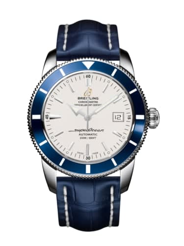 Breitling Superocean Heritage 42 Stainless Steel / Blue / Stratus Silver / Croco