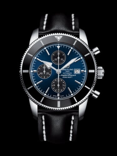 Breitling Superocean Heritage II 46 Chronograph Stainless Steel / Black / Blue / Calf / Folding