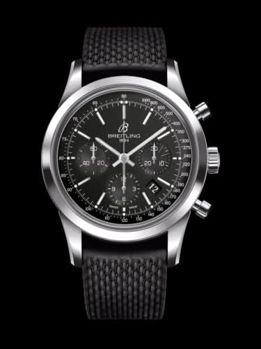Breitling Transocean Chronograph Stainless Steel / Black / Rubber / Pin