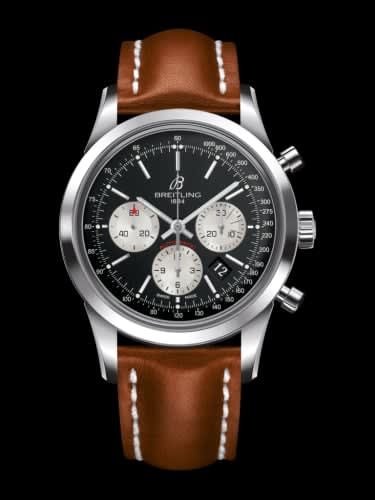 Breitling Transocean Chronograph Stainless Steel / Reverse Panda / Calf / Folding