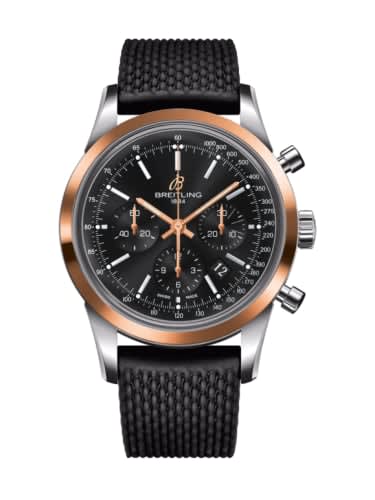 Breitling Transocean Chronograph Stainless Steel Red Gold / Black / Rubber Aero Classic