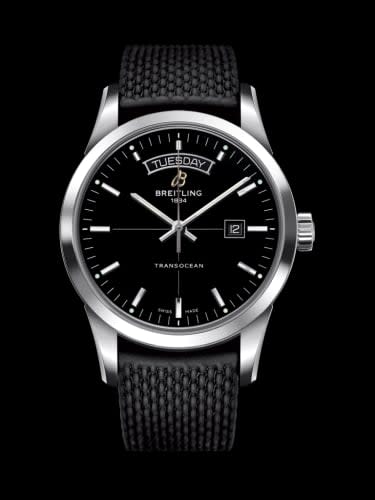Breitling Transocean Day &amp; Date Stainless Steel / Black / Rubber / Pin