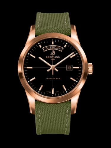 Breitling Transocean Day &amp; Date Red Gold / Black / Military / Pin