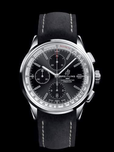 Breitling Premier Chronograph 42 Stainless Steel / Black / Nubuck Black / Tang