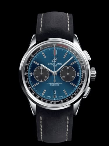 Breitling Premier B01 Chronograph 42 Stainless Steel / Blue / Anthracite Nubuck / Folding