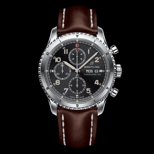Breitling Aviator 8 Chronograph 43 Stainless Steel / Black / Calf / Folding
